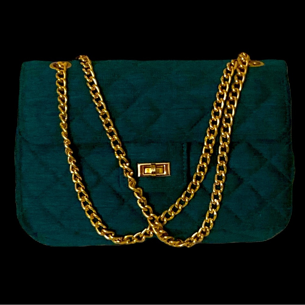 Vintage Star of Saigon Emerald Green Handwoven Raw Silk Purse - Picture 2 of 16